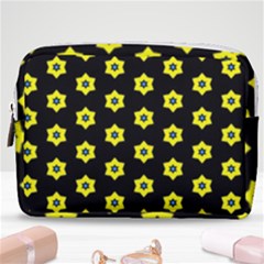 Pattern Yellow Stars Black Background Make Up Pouch (medium) by Simbadda