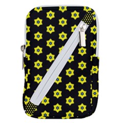 Pattern Yellow Stars Black Background Belt Pouch Bag (small)