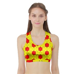 Pattern Red Star Texture Star Sports Bra With Border by Simbadda