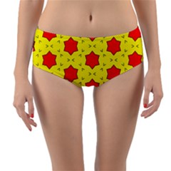 Pattern Red Star Texture Star Reversible Mid-waist Bikini Bottoms by Simbadda