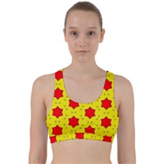 Pattern Red Star Texture Star Back Weave Sports Bra by Simbadda