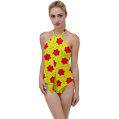 Pattern Red Star Texture Star Go With The Flow One Piece Swimsuit by Simbadda