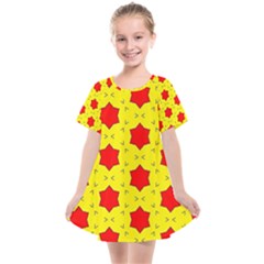 Pattern Red Star Texture Star Kids  Smock Dress by Simbadda