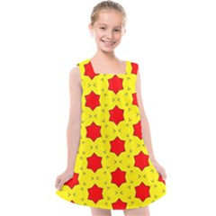 Pattern Red Star Texture Star Kids  Cross Back Dress by Simbadda