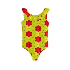 Pattern Red Star Texture Star Kids  Frill Swimsuit by Simbadda