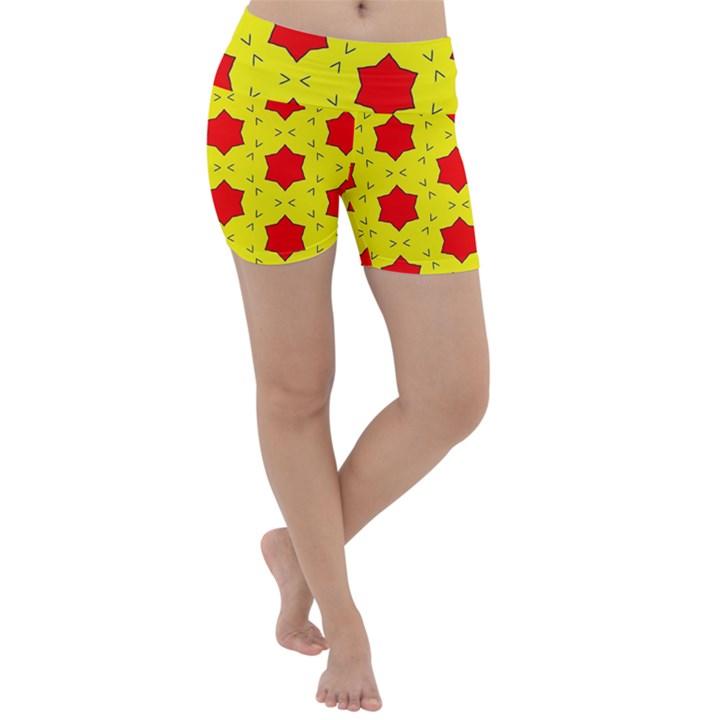 Pattern Red Star Texture Star Lightweight Velour Yoga Shorts