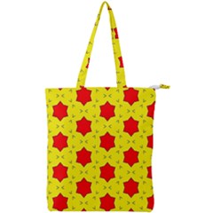 Pattern Red Star Texture Star Double Zip Up Tote Bag by Simbadda