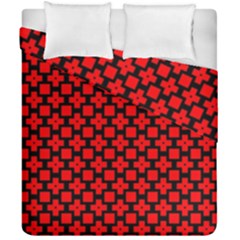 Pattern Red Black Texture Cross Duvet Cover Double Side (california King Size) by Simbadda