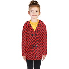 Pattern Red Black Texture Cross Kids  Double Breasted Button Coat by Simbadda