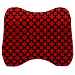 Pattern Red Black Texture Cross Velour Head Support Cushion by Simbadda