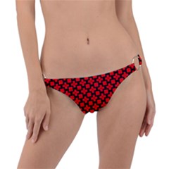 Pattern Red Black Texture Cross Ring Detail Bikini Bottom by Simbadda