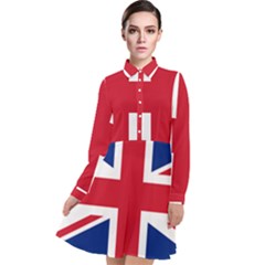 Uk Flag Long Sleeve Chiffon Shirt Dress by FlagGallery