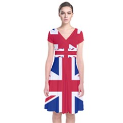 Uk Flag Short Sleeve Front Wrap Dress by FlagGallery