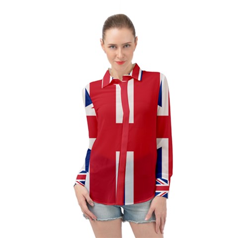 Uk Flag Long Sleeve Chiffon Shirt by FlagGallery