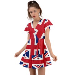 Uk Flag Flutter Sleeve Wrap Dress by FlagGallery