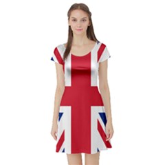 Uk Flag Union Jack Short Sleeve Skater Dress by FlagGallery