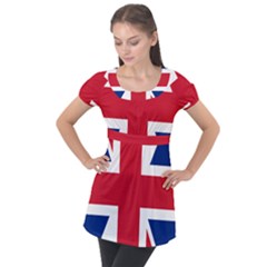 Uk Flag Union Jack Puff Sleeve Tunic Top by FlagGallery