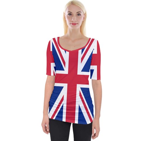 Uk Flag Union Jack Wide Neckline Tee by FlagGallery