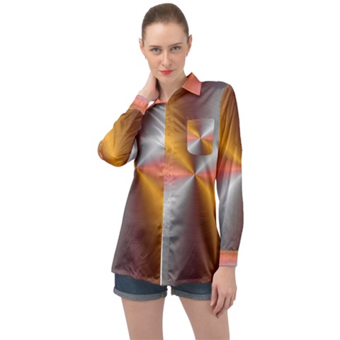 Abstract Easy Shining Long Sleeve Satin Shirt by Bajindul