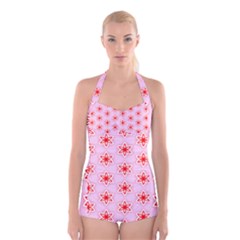 Pattern Texture Boyleg Halter Swimsuit  by Mariart