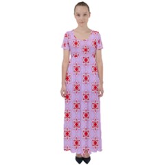 Pattern Texture High Waist Short Sleeve Maxi Dress