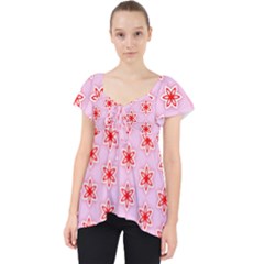 Pattern Texture Lace Front Dolly Top