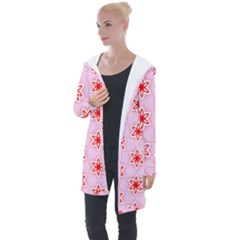 Pattern Texture Longline Hooded Cardigan