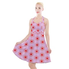 Pattern Texture Halter Party Swing Dress 