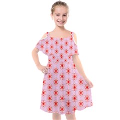 Pattern Texture Kids  Cut Out Shoulders Chiffon Dress