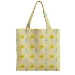 Lemonade Polkadots Zipper Grocery Tote Bag by bloomingvinedesign