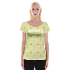 Lemonade Polkadots Cap Sleeve Top by bloomingvinedesign