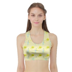 Lemonade Polkadots Sports Bra With Border by bloomingvinedesign