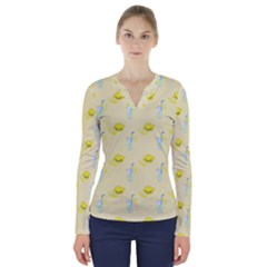 Lemonade Polkadots V-neck Long Sleeve Top by bloomingvinedesign