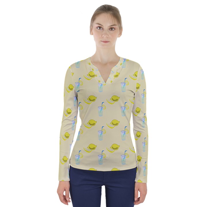 Lemonade Polkadots V-Neck Long Sleeve Top