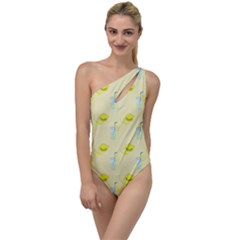 Lemonade Polkadots To One Side Swimsuit by bloomingvinedesign