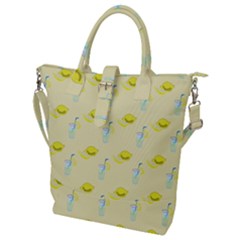 Lemonade Polkadots Buckle Top Tote Bag by bloomingvinedesign