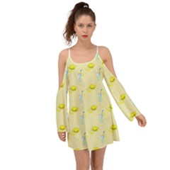 Lemonade Polkadots Kimono Sleeves Boho Dress