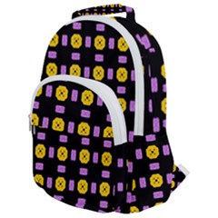 Pattern Black Background Seamless Rounded Multi Pocket Backpack