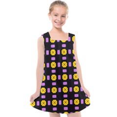 Pattern Black Background Seamless Kids  Cross Back Dress by Simbadda