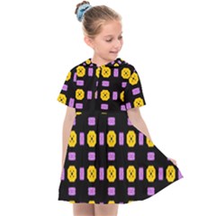 Pattern Black Background Seamless Kids  Sailor Dress by Simbadda