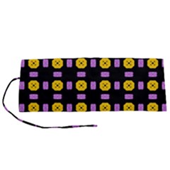 Pattern Black Background Seamless Roll Up Canvas Pencil Holder (s)