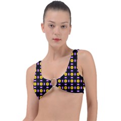 Pattern Black Background Seamless Ring Detail Bikini Top