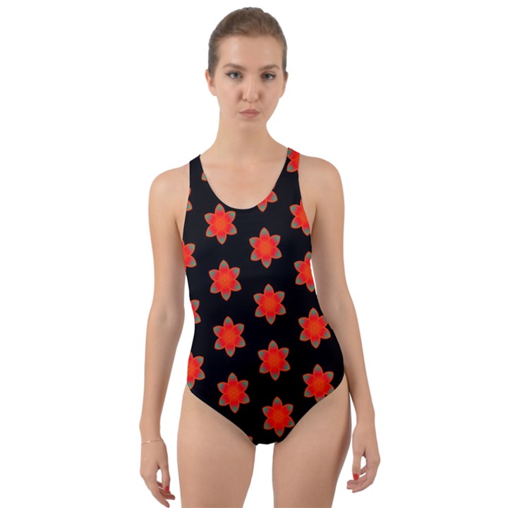 Flower Pattern Pattern Texture Cut-Out Back One Piece Swimsuit