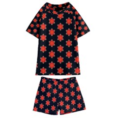 Flower Pattern Pattern Texture Kids  Swim Tee And Shorts Set