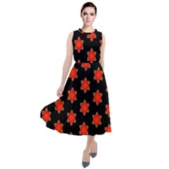 Flower Pattern Pattern Texture Round Neck Boho Dress