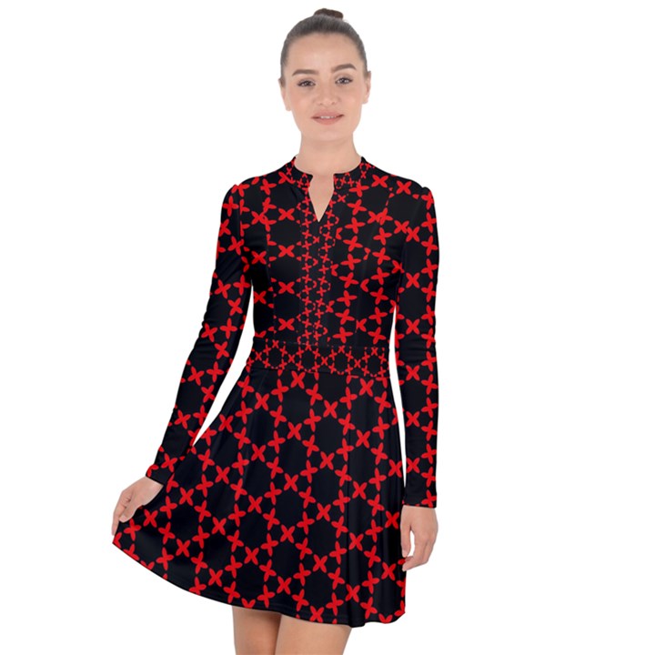 Pattern Seamless Texture Design Long Sleeve Panel Dress