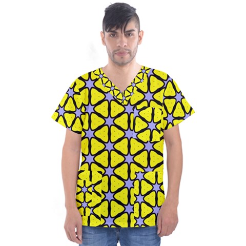 Pattern Modern Colorful Bright Men s V-neck Scrub Top by Simbadda