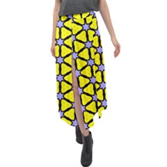 Pattern Modern Colorful Bright Velour Split Maxi Skirt