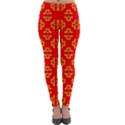 Red Background Yellow Shapes Lightweight Velour Leggings View1