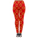 Red Background Yellow Shapes Lightweight Velour Leggings View2